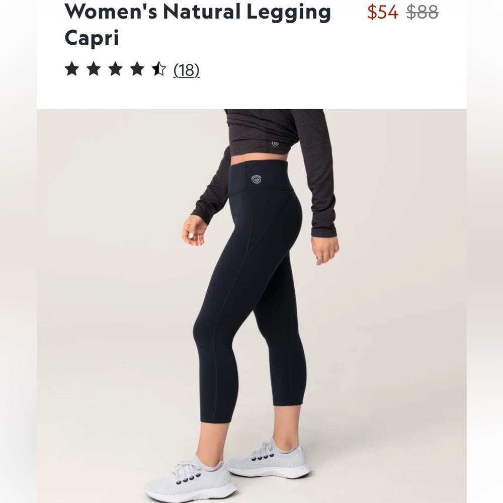 Allbirds natural capri legging black. NWT. Size L.